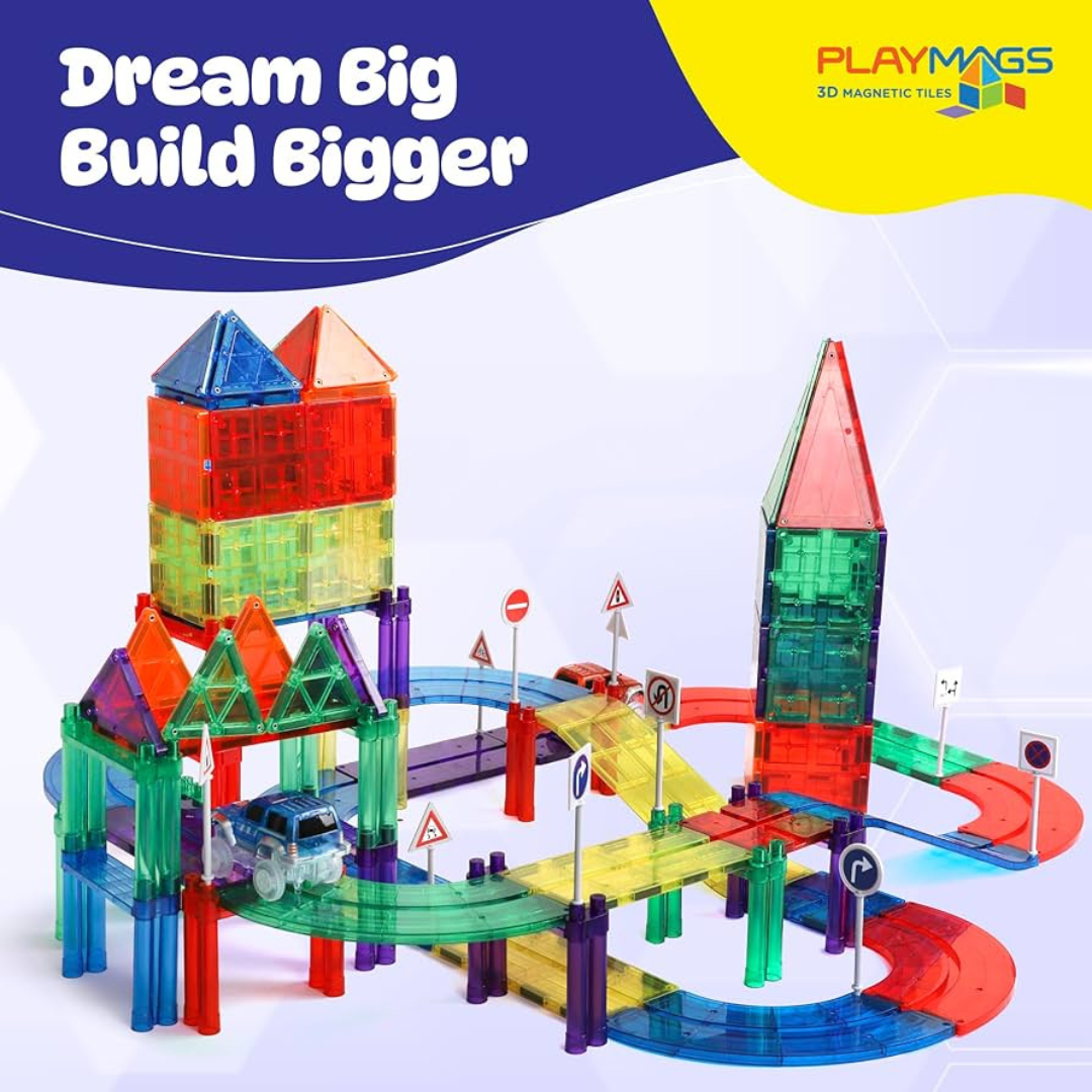 PLAYMAGS 200 Piece Set Magnetic Race Track