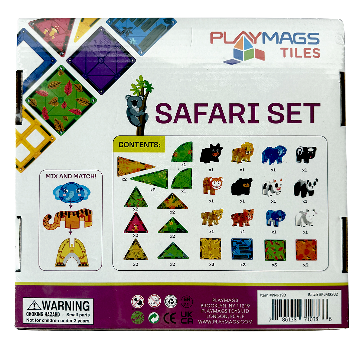 Σετ 42 Μαγνητικά πλακίδια και ζωάκια Playmags