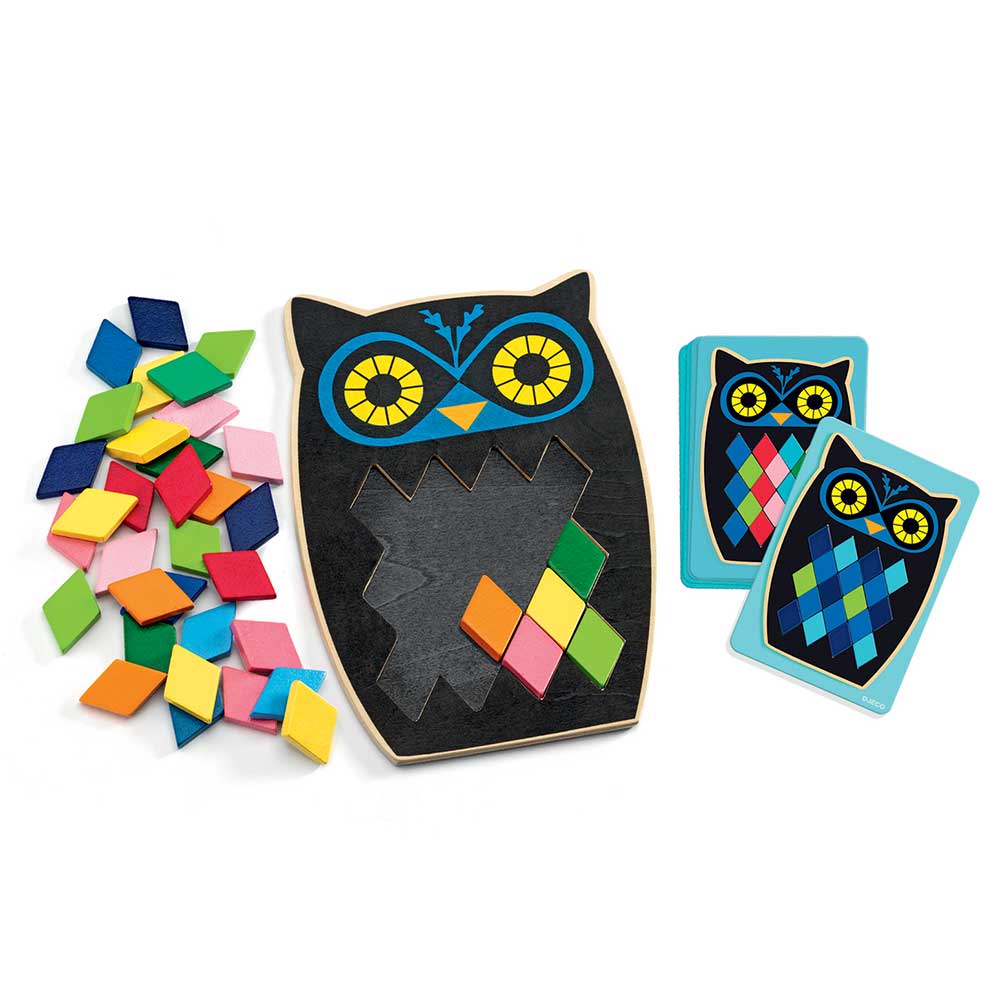 Djeco Μωσαϊκό με ξύλινα πλακίδια Κουκουβάγια