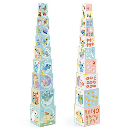 Djeco Κύβοι στοίβαξης- αρίθμησης ‘Χαρούμενα ζωάκια’