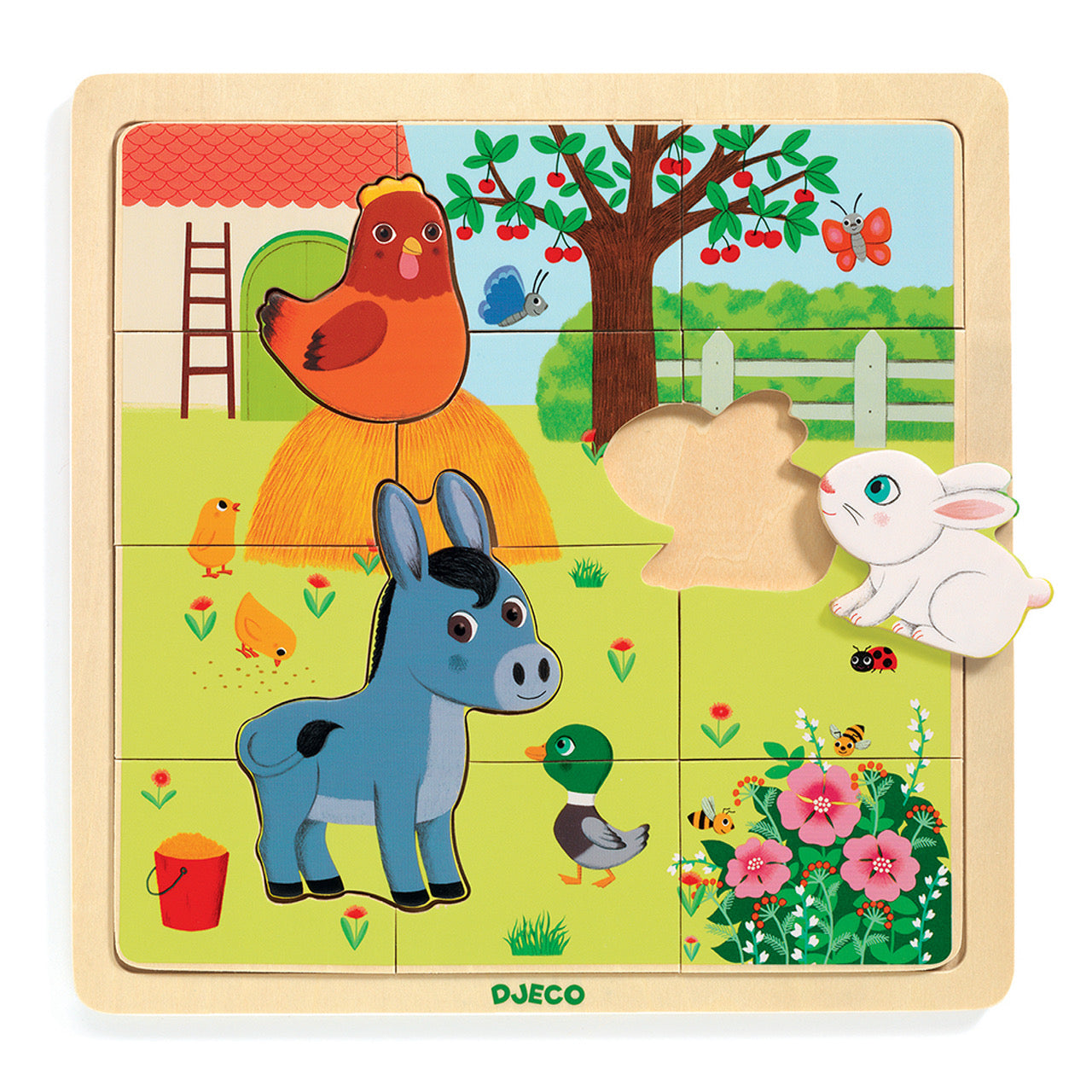 Djeco Ξύλινο Παζλ ‘Φάρμα’ 12 τεμ