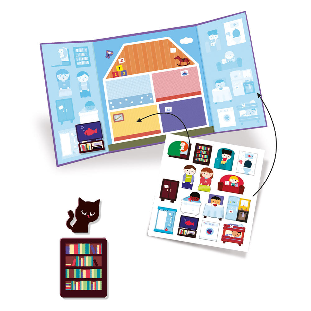 Djeco τρίπτυχο με αυτοκόλλητα επανατοποθετούμενα 'Χώροι Σπιτιού'