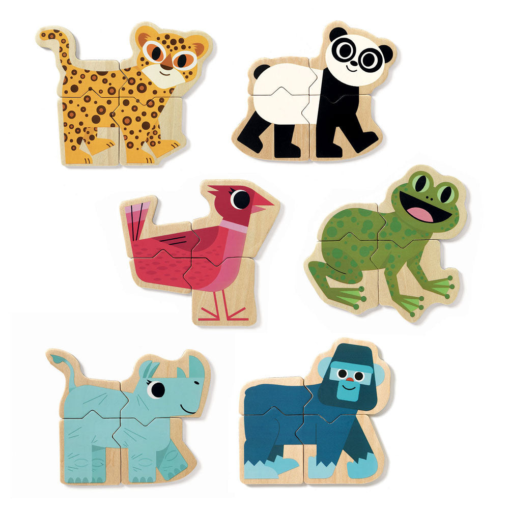 Djeco ξύλινα μαγνητάκια-παζλ ‘Ζωάκια’ 24 τεμ