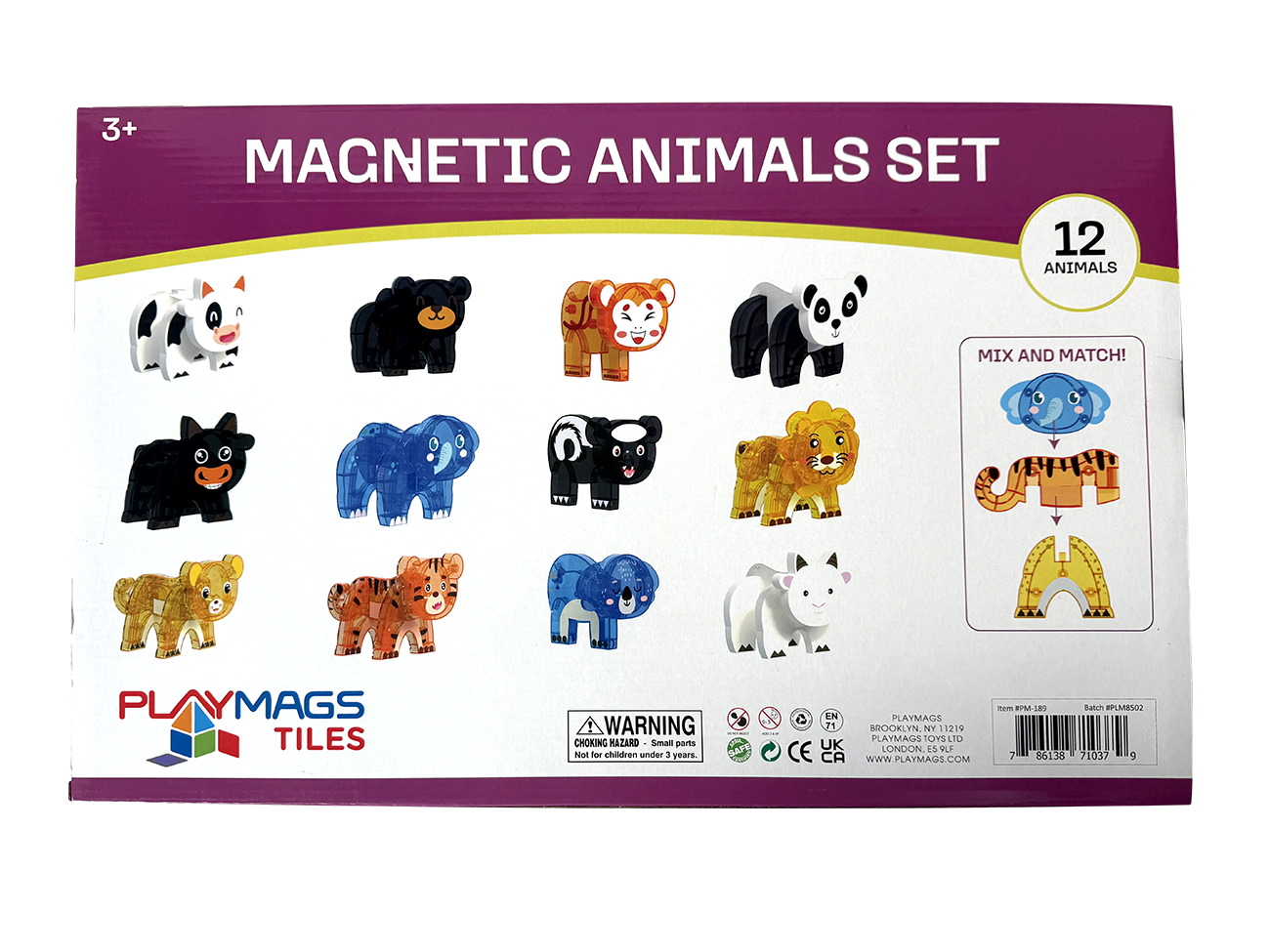 Σετ 12 Μαγνητικών Zώων Playmags