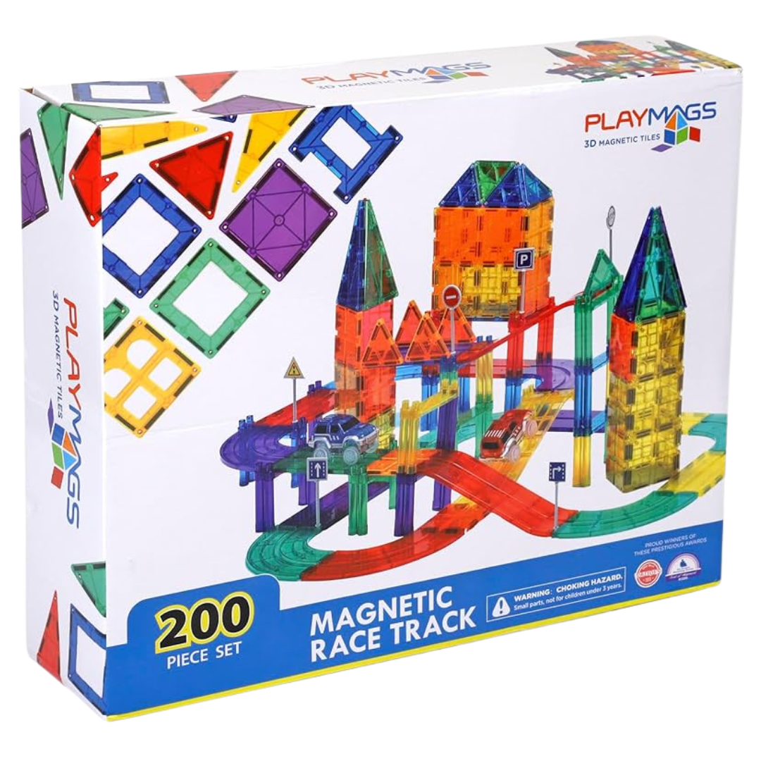 PLAYMAGS 200 Piece Set Magnetic Race Track