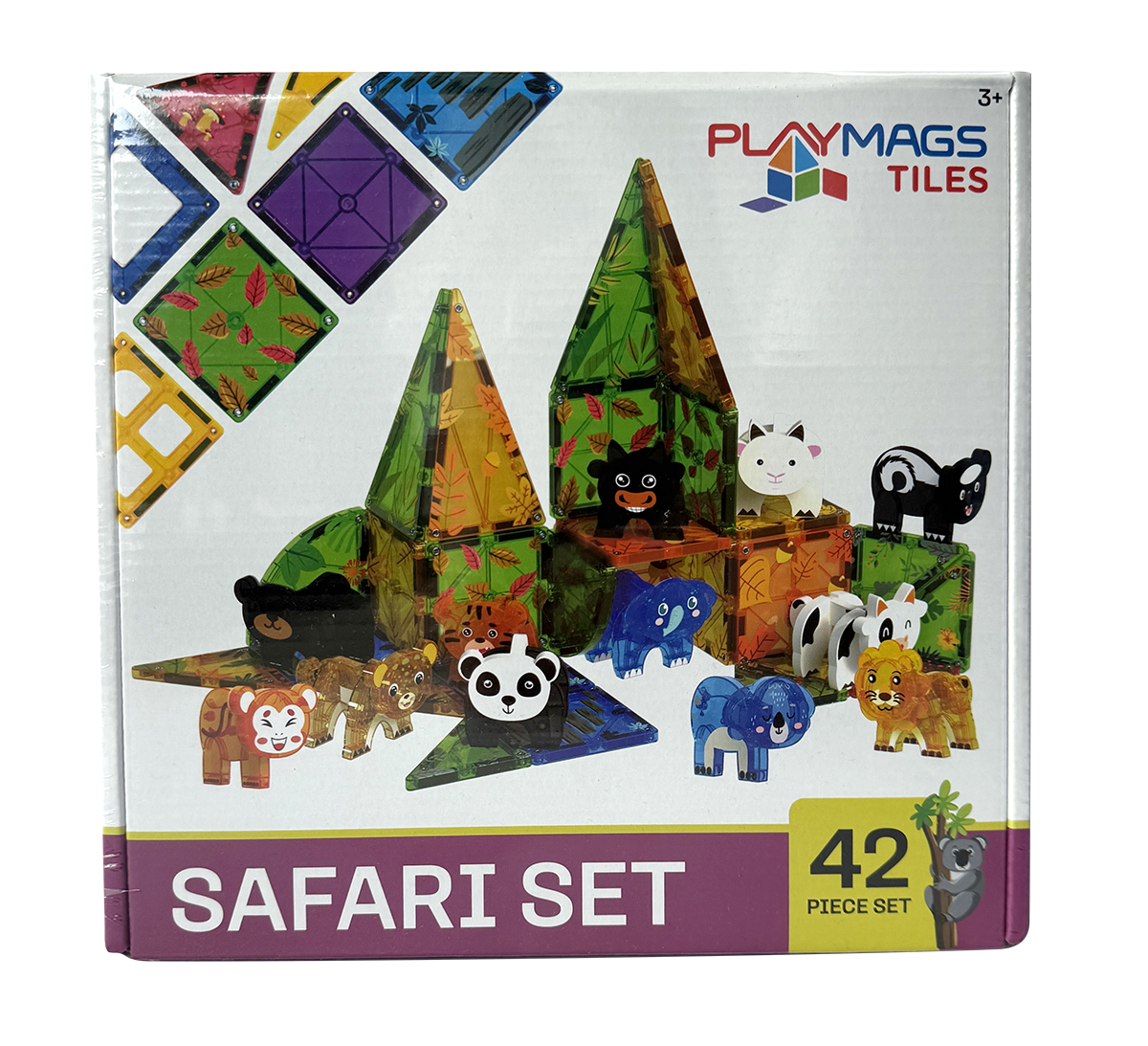 Σετ 42 Μαγνητικά πλακίδια και ζωάκια Playmags