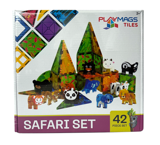 Σετ 42 Μαγνητικά πλακίδια και ζωάκια Playmags