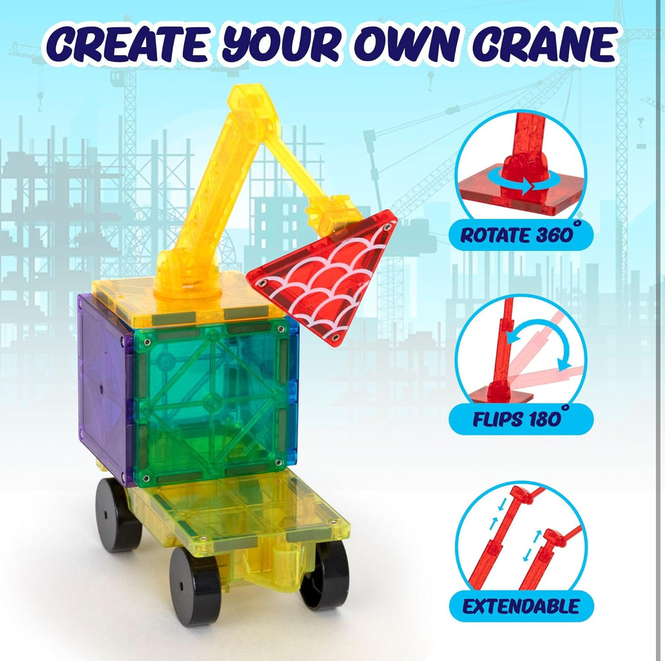 Playmags Μαγνητικά Τουβλάκια Κατασκευών Πόλης - 52 τεμάχια