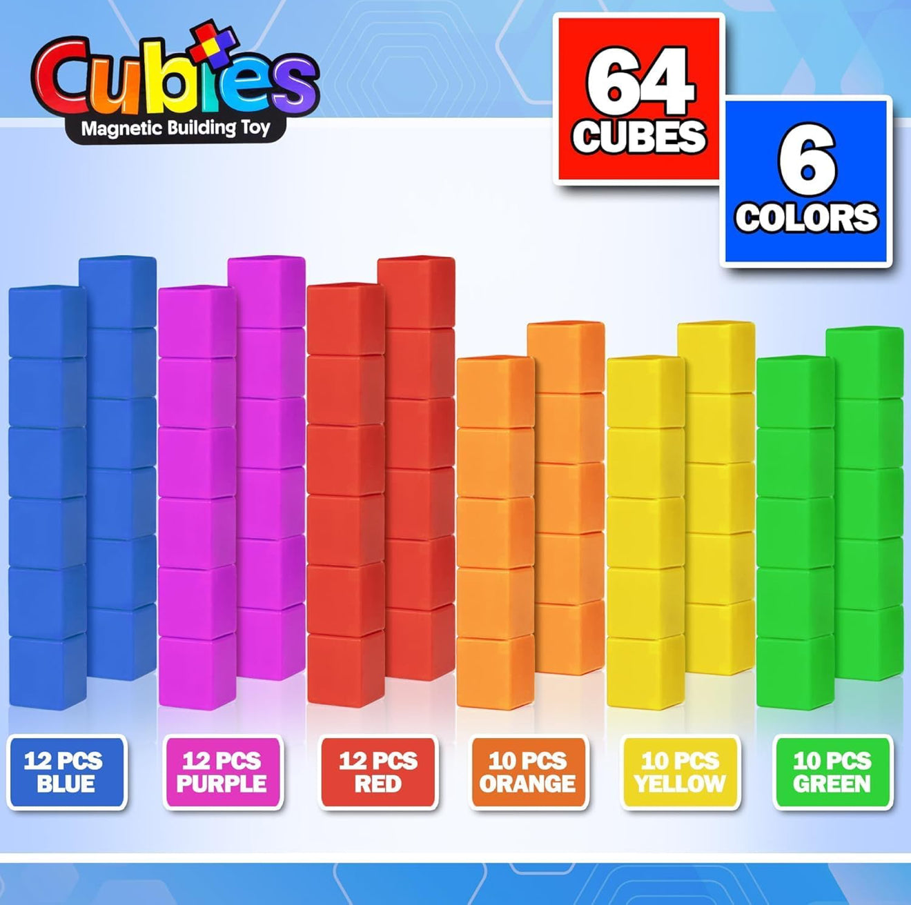 Cubies Μαγνητικά Τουβλάκια 3.8cm - Σετ 64 Τεμαχίων