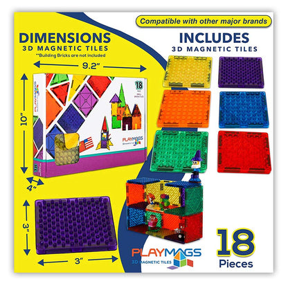 PLAYMAGS Small Bricks Tiles 18 pcs