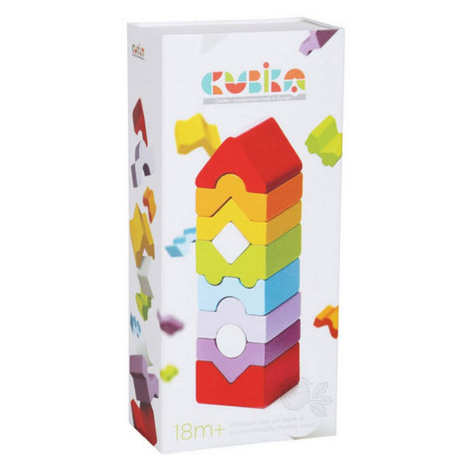 Cubika 3D ξύλινο παιχνίδι στοίβαξης-Πύργος ισορροπίας ‘Κόκκινη στέγη’ 14 εκ