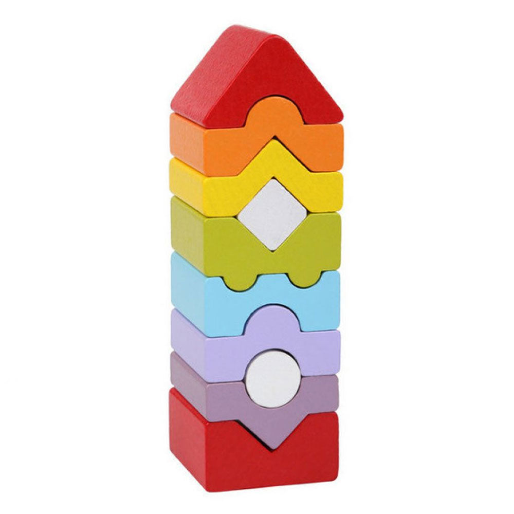 Cubika 3D ξύλινο παιχνίδι στοίβαξης-Πύργος ισορροπίας ‘Κόκκινη στέγη’ 14 εκ